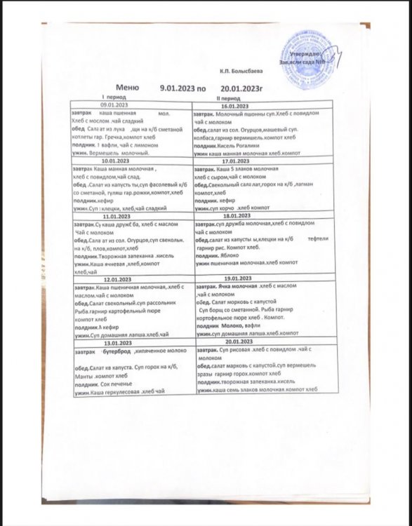 10 күндік ас мәзірі
