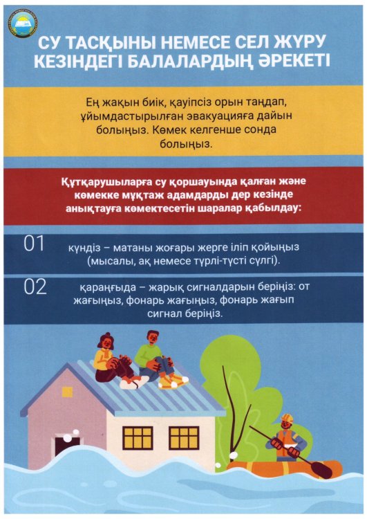 Су тасқыны немесе сел жүру  кезіндегі  балалардың әрекеті